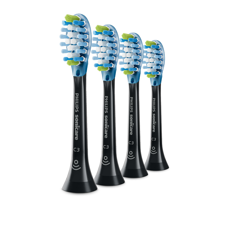 Philips C3 Premium Plaque Defence HX9044/33 4x Schwarze Bürstenköpfe für Schallzahnbürste