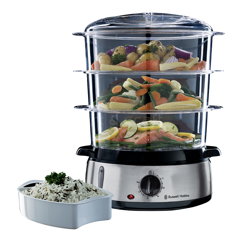 Russell Hobbs 19270-56 Dampfgarer 3 Korb/Körbe Freistehend 800 W Schwarz, Edelstahl