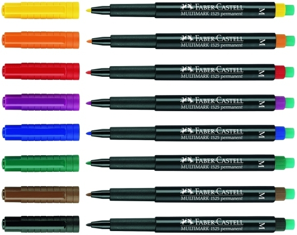 Faber-Castell 152504 Permanent-Marker Schwarz, Blau, Gold, Rot 4 Stück(e)