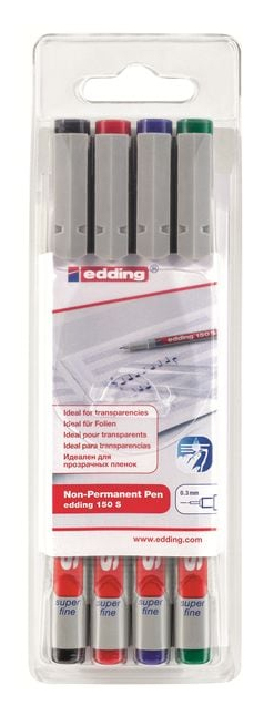Edding 150 S Filzstift Schwarz, Blau, Grün, Rot 4 Stück(e)