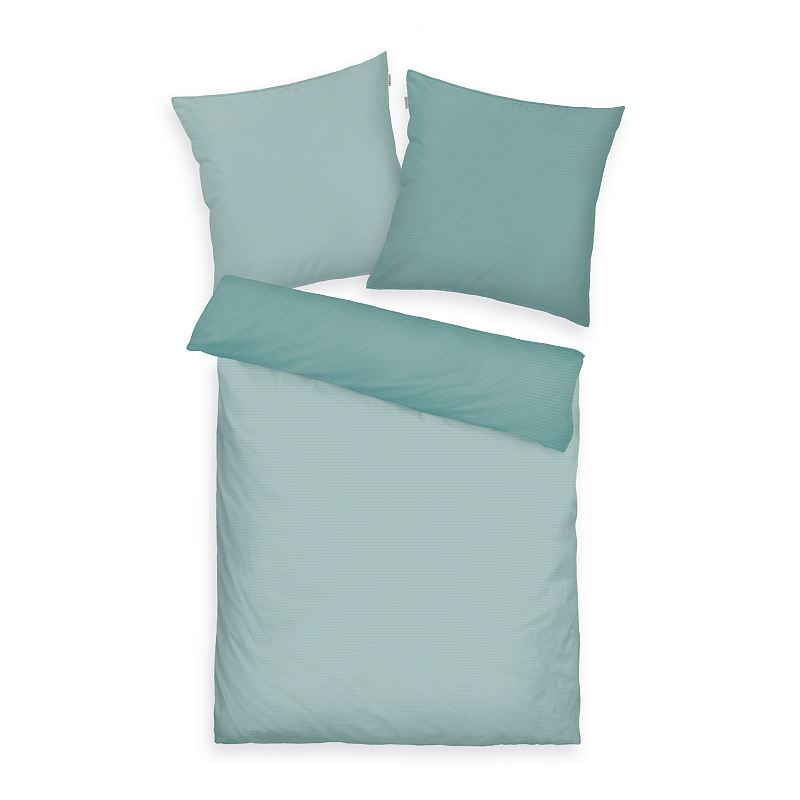 HERDING TOM TAILOR Bettwäsche - Two-Tone Solid Colors Fresh Sage - 2x-80-x-80-cm-1x-200-x-220-cm
