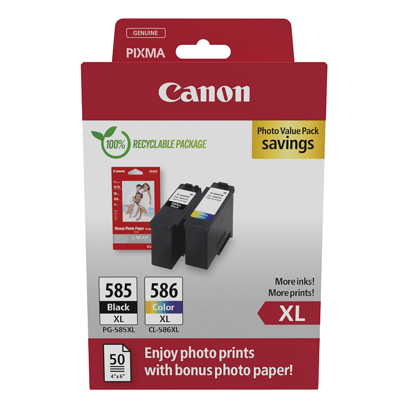 Canon PG-585XL/CL-586 PVP Druckerpatrone 2 Stück(e) Original Hohe (XL-) Ausbeute Schwarz, Cyan, Magenta, Gelb