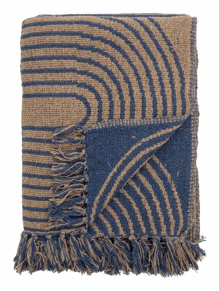Bloomingville Tiffanie Überwurfdecke 130 x 160 cm Baumwolle, Polyester, Faser Blau, Braun