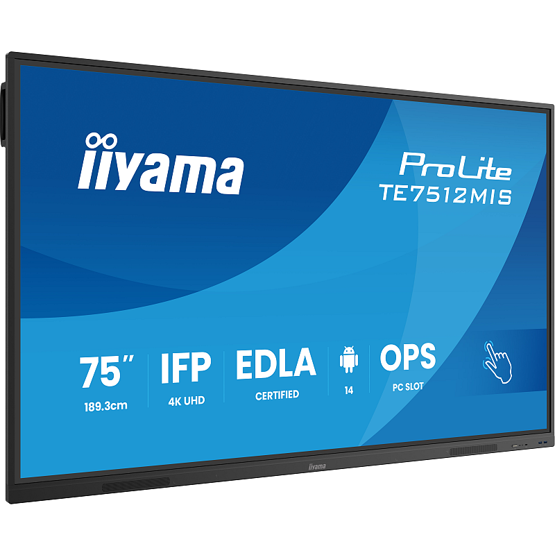 iiyama TE7512MIS-B4AG Signage-Display Kiosk-Design 190,5 cm (75") LCD WLAN 400 cd/m² 4K Ultra HD Schwarz Touchscreen Eingebauter Prozessor Android 24/7