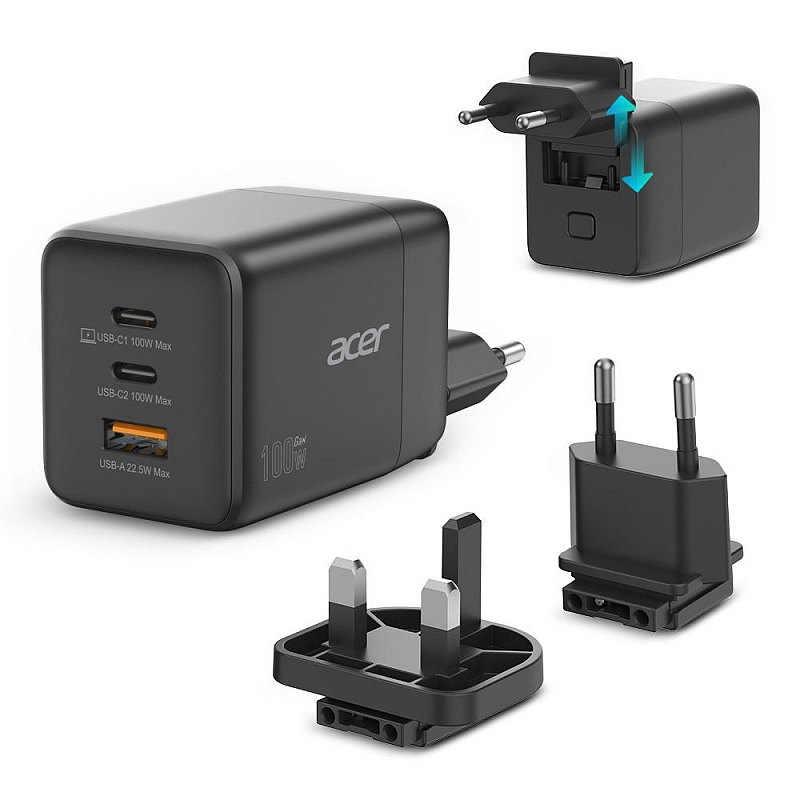 Acer HP.DSCAB.019 Ladegerät für Mobilgeräte Universal Schwarz AC Schnellladung Drinnen