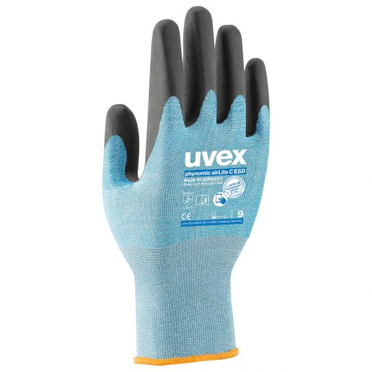 Uvex 60084 Fabrik-Handschuhe Schwarz, Blau Karbon, Elastan, Polyamid 1 Stück(e)