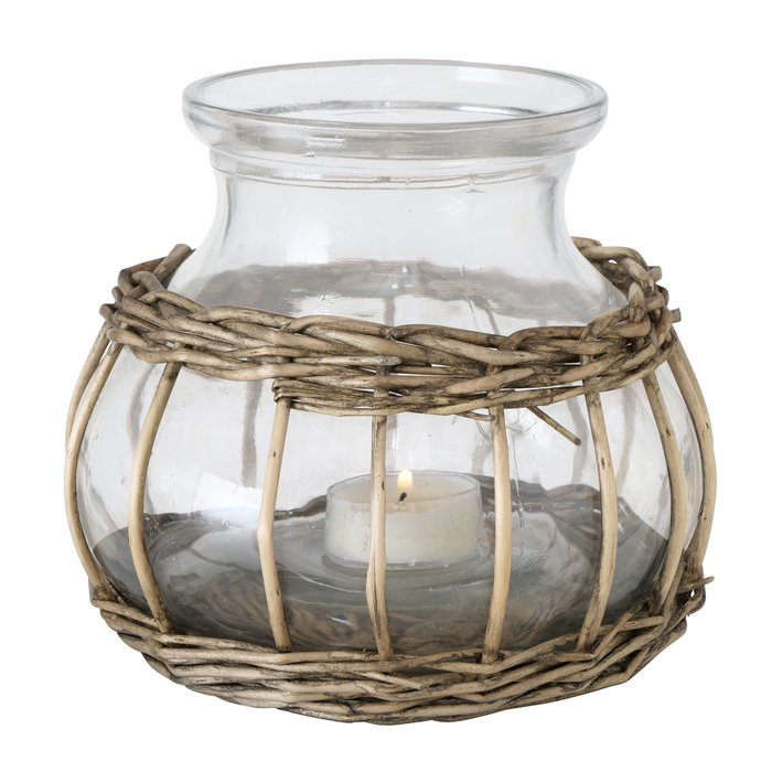 Boltze Velato Vase Vase mit runder Form Glas, Weiden Braun, Transparent