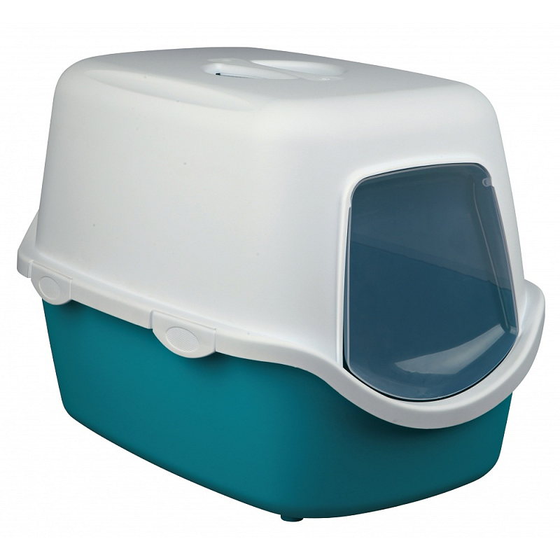 TRIXIE 40275 Hunde-/Katzentoilette Katze Katzenklo mit Haube Blau, Weiß