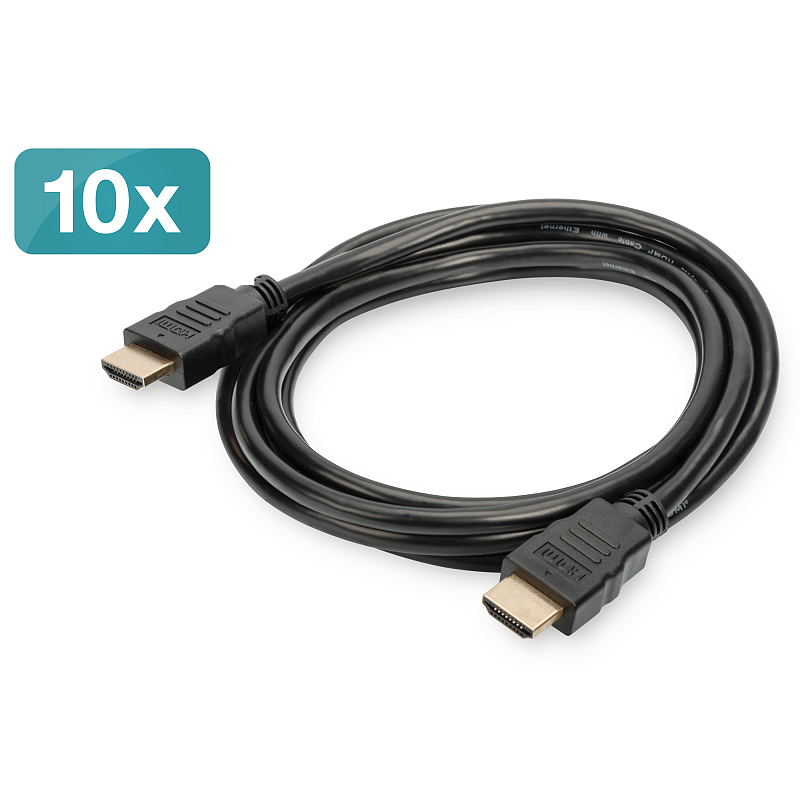 Digitus HDMI High Speed mit Ethernet Anschlusskabel, 10er Pack