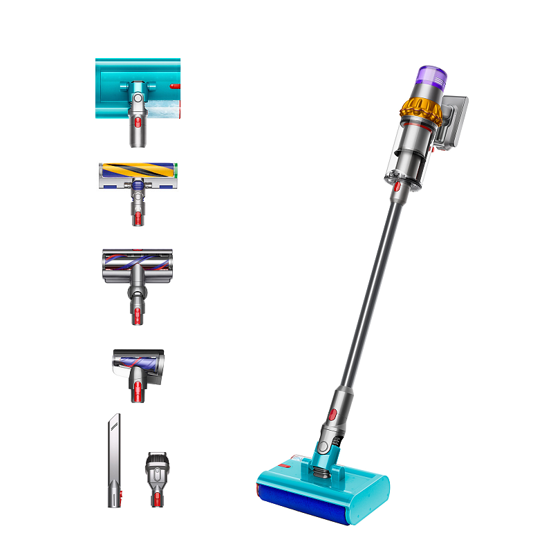 Dyson V15 Detect Submarine 2-in-1-Stabstaubsauger Akku Trocken&Nass HEPA Beutellos Nickel, Gelb
