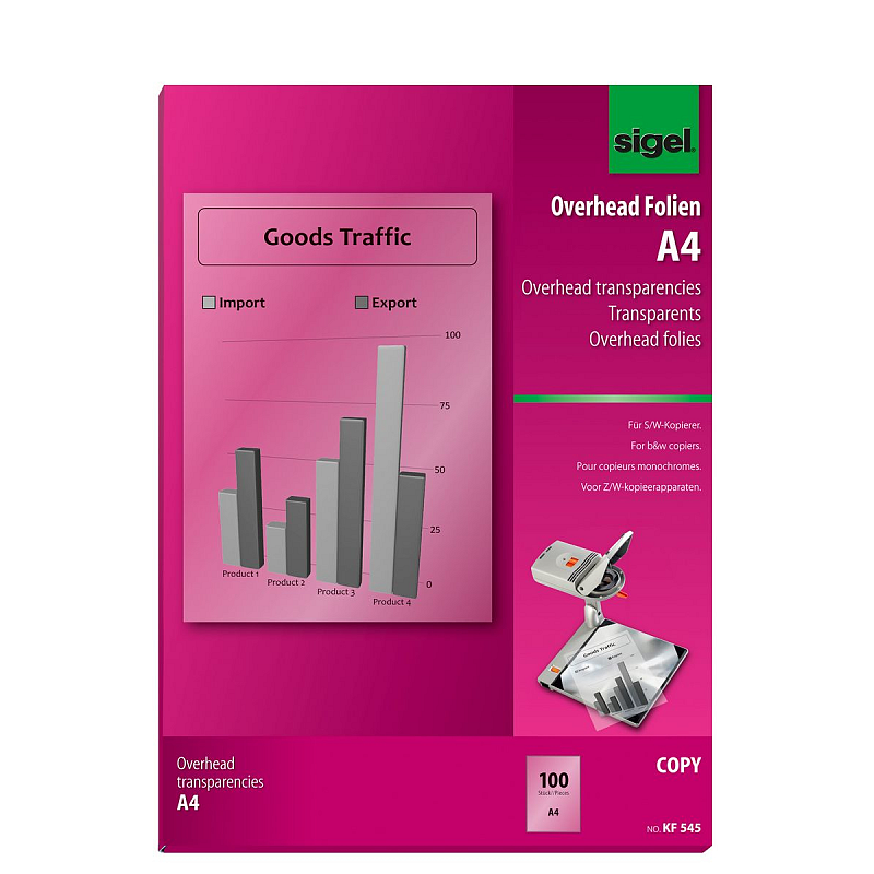Sigel KF545 Druckfolie A4 (210×297 mm) Transparent 100 Blätter