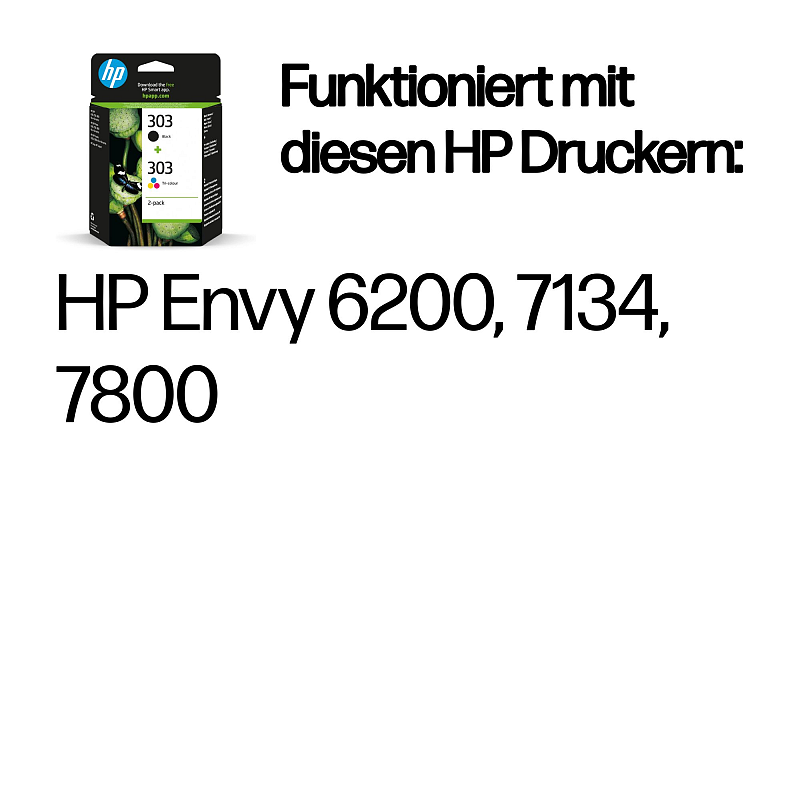HP 303 2er-Pack Schwarz/Cyan/Magenta/Gelb Original Tintenpatronen