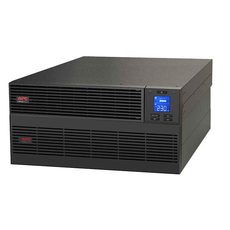 APC Easy UPS On-Line, 6kVA/6kW, Rackmontage 5HE, 230V, Festverdrahteter 3-adriger (1P+N+E) Ausgang, Kartensteckplatz, LCD, verläng. Laufzeit, mit Kit