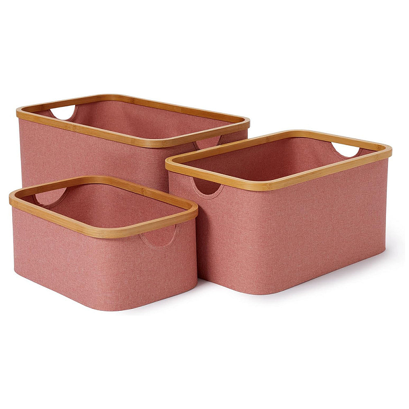 Lumaland 21077 Aufbewahrungsbox Rechteckig Bambus, Polyester Bambus, Rose