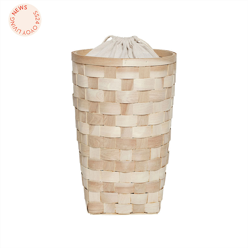 OYOY L301182 Wäschekorb Rund Kanvas, Holz Natürlich/Natur