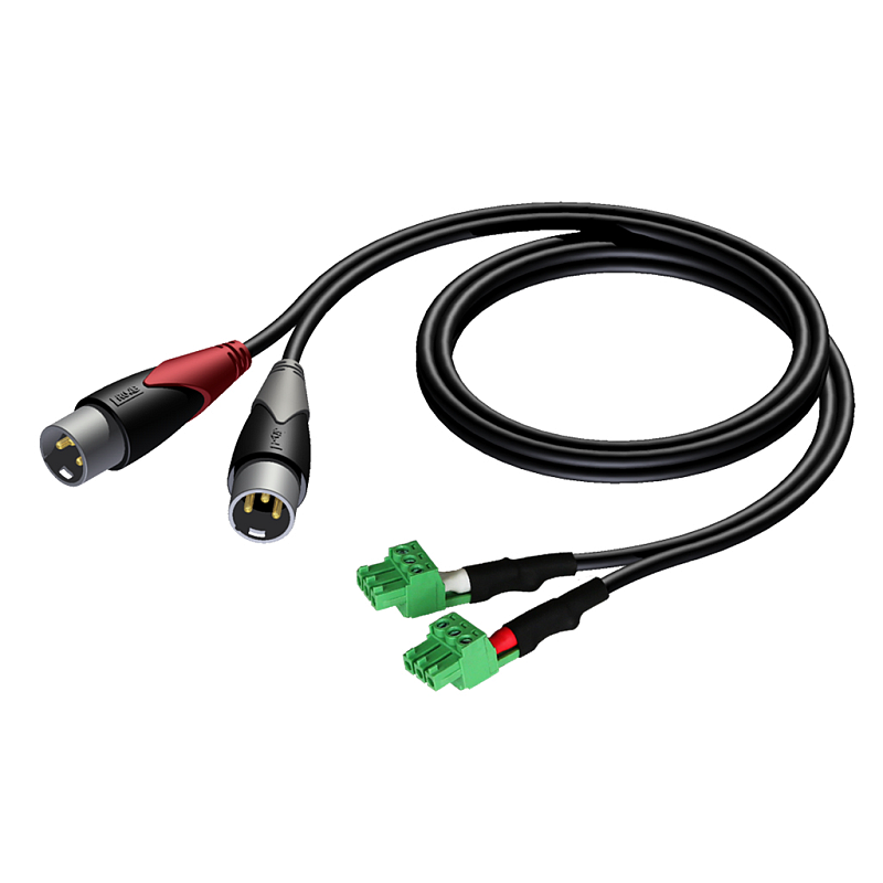 AUDAC CLA834 Audio-Kabel 1 m 2 x XLR (3-pin) 2 x Terminal Schwarz, Grün, Grau