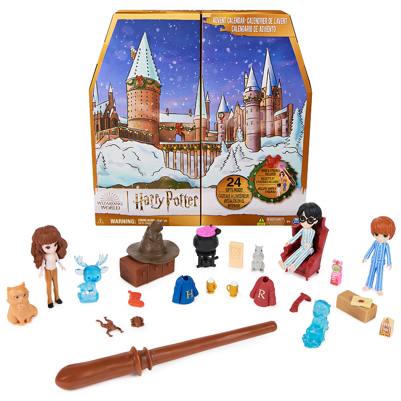 Wizarding World Harry Potter Magical Minis Adventskalender 2023 mit Mini-Zauberstab, 3 Spielfiguren und weiteren Überraschungen