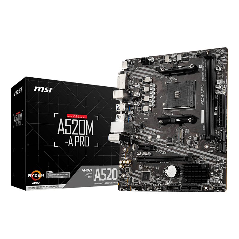 MSI A520M-A PRO Motherboard AMD A520 Sockel AM4 micro ATX