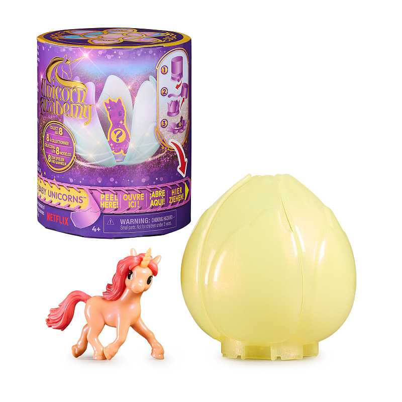 Unicorn Academy Baby-Einhorn Sammelfigur - Überraschungs-Einhorn in magischer Blüte zum Spielen und Sammeln, passend zur beliebten Netflix-Serie (sortiert, Zufallsauswahl)