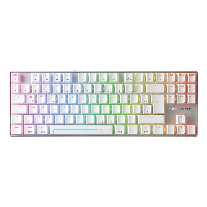 CHERRY MX 8.2 Pro TMR Wireless Tastatur Gaming USB + RF Wireless + Bluetooth QWERTZ Deutsch Silber, Weiß