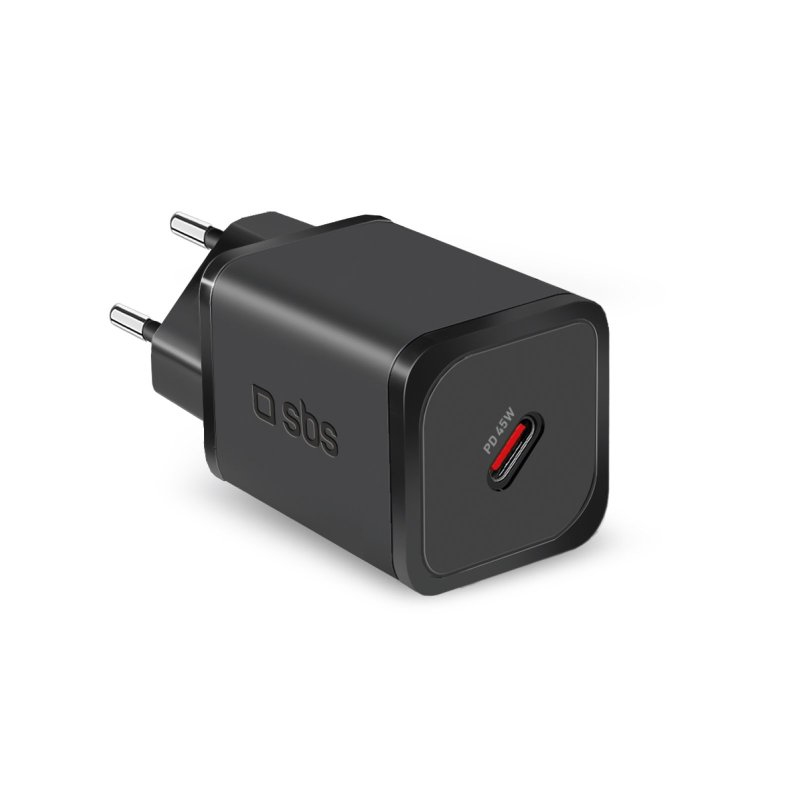 SBS TETRGAN1C45W Ladegerät für Mobilgeräte Kopfhörer, Laptop, Smartphone, Smartwatch, Tablets Schwarz AC Schnellladung Drinnen