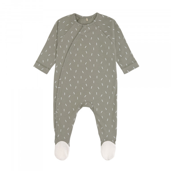 Lässig Baby Schlafanzug mit Füßen GOTS - Pyjama Cozy Colors, Speckles Olive
