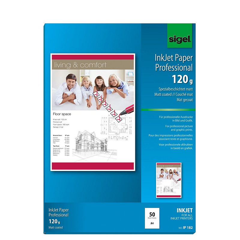 Sigel IP182 Druckerpapier A4 (210x297 mm) Matte 50 Blätter Weiß
