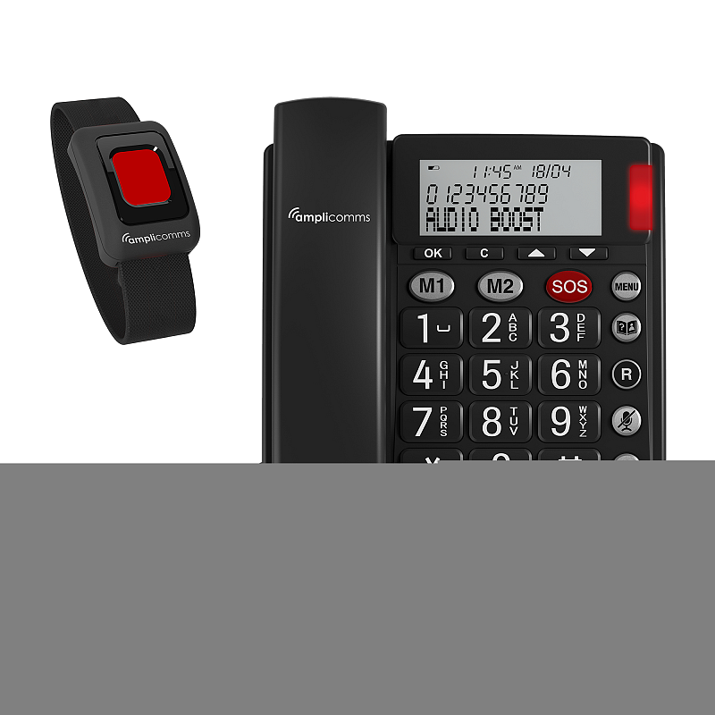 amplicomms BigTel 50 Alarm Plus Analoges Telefon Anrufer-Identifikation Dunkles Grau
