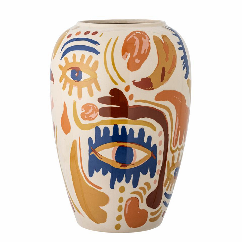 Bloomingville 82062440 Vase Vase mit runder Form Steingut Mehrfarbig