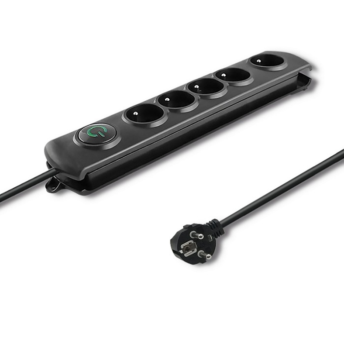 Qoltec 50269 Spannungsschutz Schwarz 5 AC-Ausgänge 230 V 1,8 m