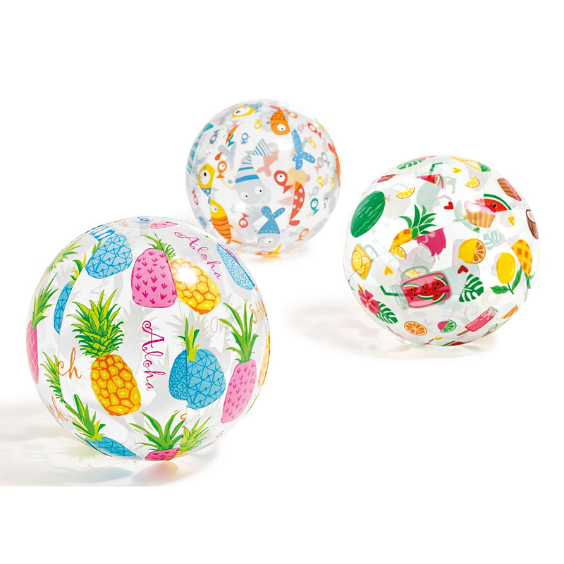 Intex 59040NP Strandball 51 cm Vinyl Gemischte Farben, Mehrfarbig, Transparent