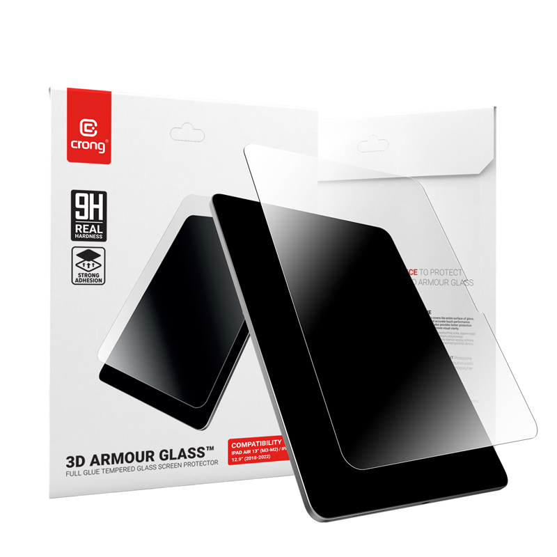 Crong 3D Armour Glass – Szklo hartowane iPad Air 13” M3 (2025) / iPad Air 13” M2 (2024) / iPad Pro 12.9 (2022-2018) Klare Bildschirmschutzfolie Apple 1 Stück(e)