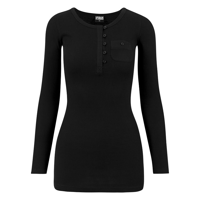 Urban Classics TB1297-00007-0046 T-Shirt Knopfleiste Langärmlig Baumwolle, Elastan
