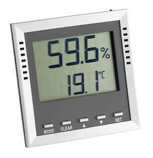 TFA-Dostmann 30.5010 Hygrometer/Psychrometer Drinnen Elektronisches Hygrometer Grau, Silber