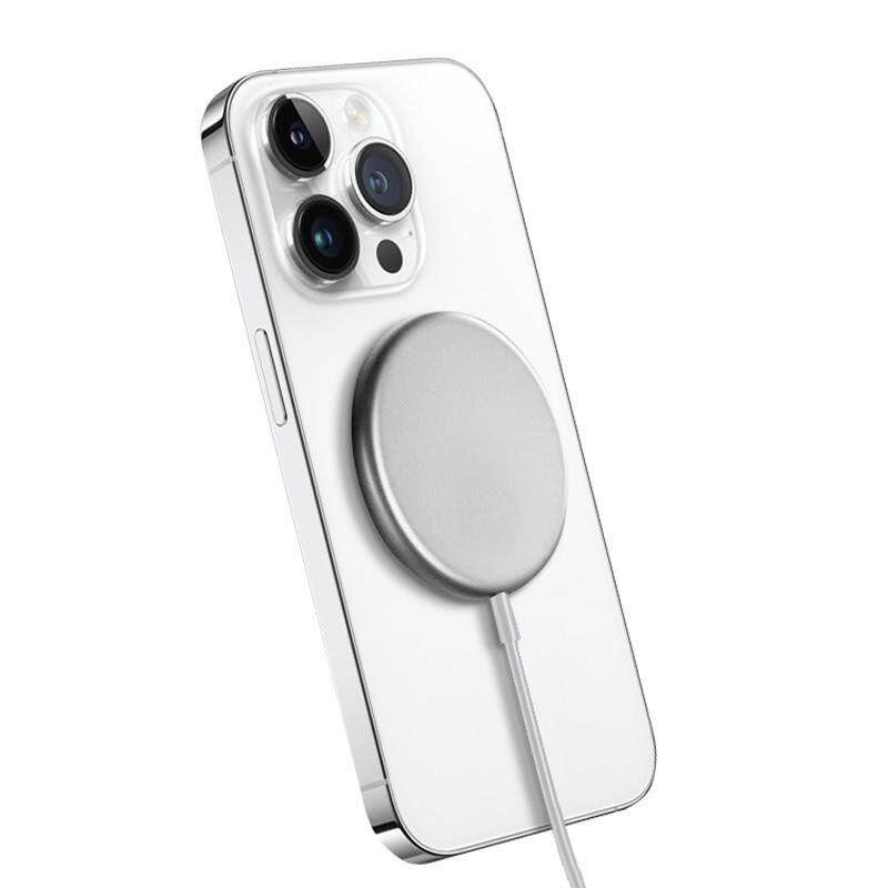 Crong MagSpot Smartphone Silber Gleichstrom Kabelloses Aufladen Schnellladung Auto, Drinnen