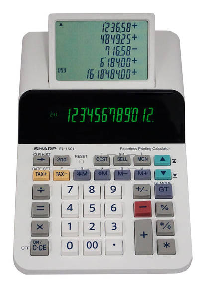 Sharp EL-1501 Taschenrechner Desktop Druckrechner Mehrfarbig, Weiß