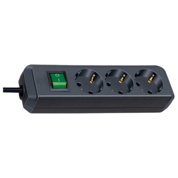 Brennenstuhl Eco-Line with switch and 1,5 mm² Ø cable Verlängerungskabel 5 m 3 AC-Ausgänge Schwarz