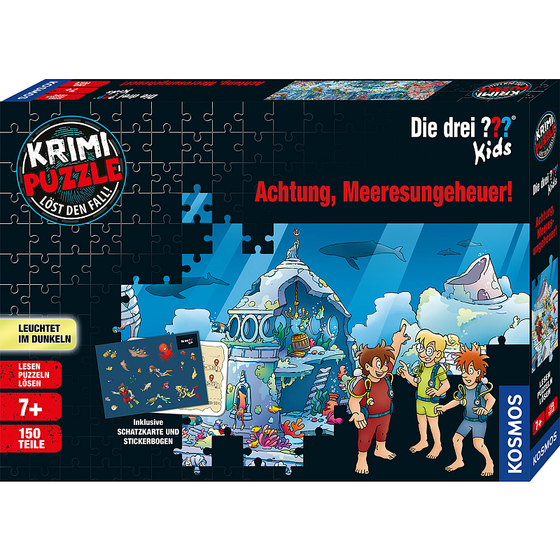 Kosmos Die drei ? ? ? Kids Krimi-Puzzle: Achtung, Meeresungeheuer!
