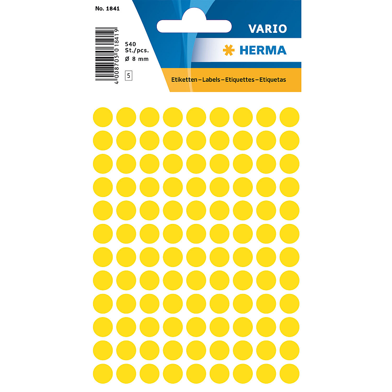 HERMA Vielzwecketiketten Ø 8 mm rund gelb Papier matt 540 St.