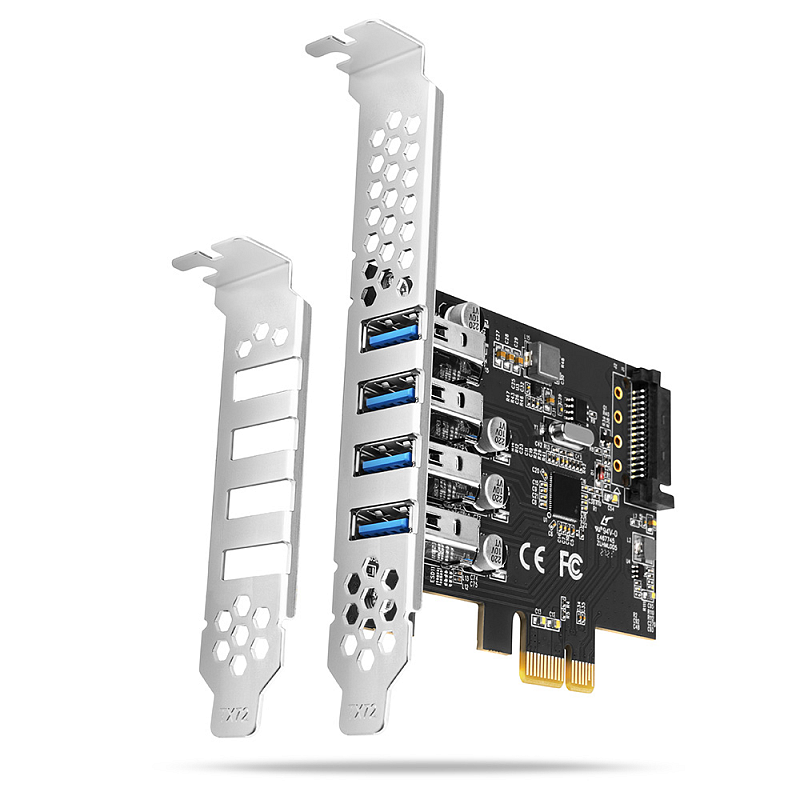 Axagon PCEU-43RS PCIe Karte - 4x USB 5 Gbps port, Dual Power, Renesas PD720201, SP & LP