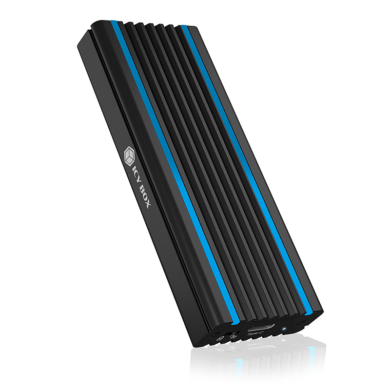 ICY BOX IB-1824ML-C31, Type-C® USB 3.2 Gen 2 zu PCIe NVMe M.2 2230/2242/2260/2280 SSD Gehäuse, Beleuchtung mit Farbwechsel