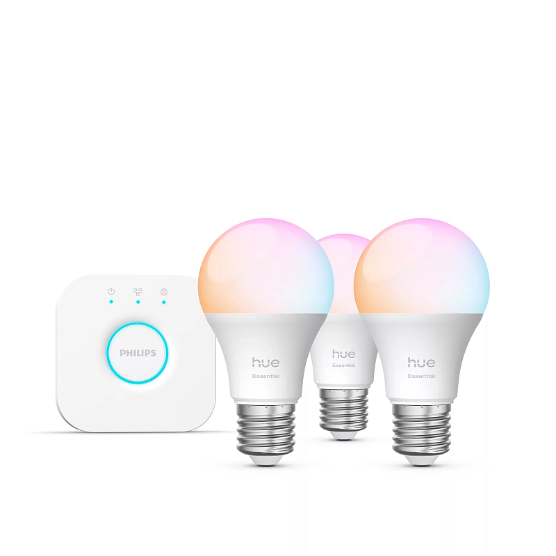 Philips Hue White and Color ambiance Basis Starter-Set: 3 smarte Lampen E27 (806 lm)