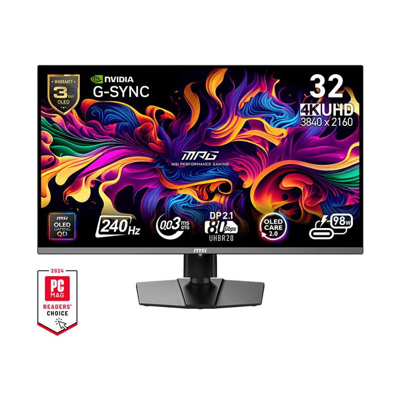 MSI MPG 322URX QD-OLED Computerbildschirm 80 cm (31.5") 3840 x 2160 Pixel 4K Ultra HD Schwarz