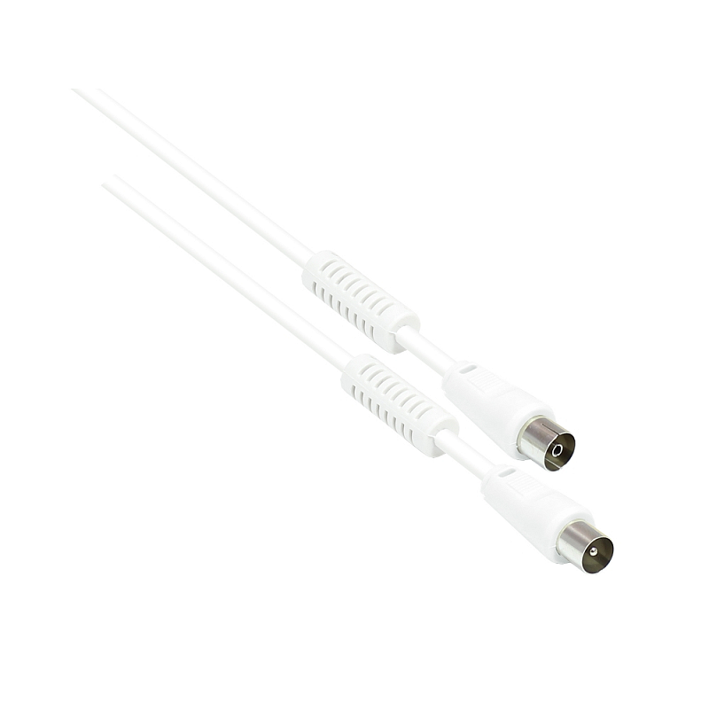Kabelmeister SO-33509 Koaxialkabel 1 m 9,5mm Koax Stecker 9,5mm Koax Buchse Weiß