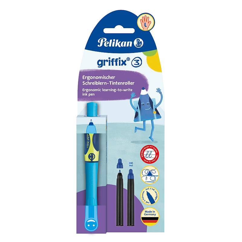 Pelikan griffix® Tintenschreiber für Linkshänder, Neon Fresh Blue
