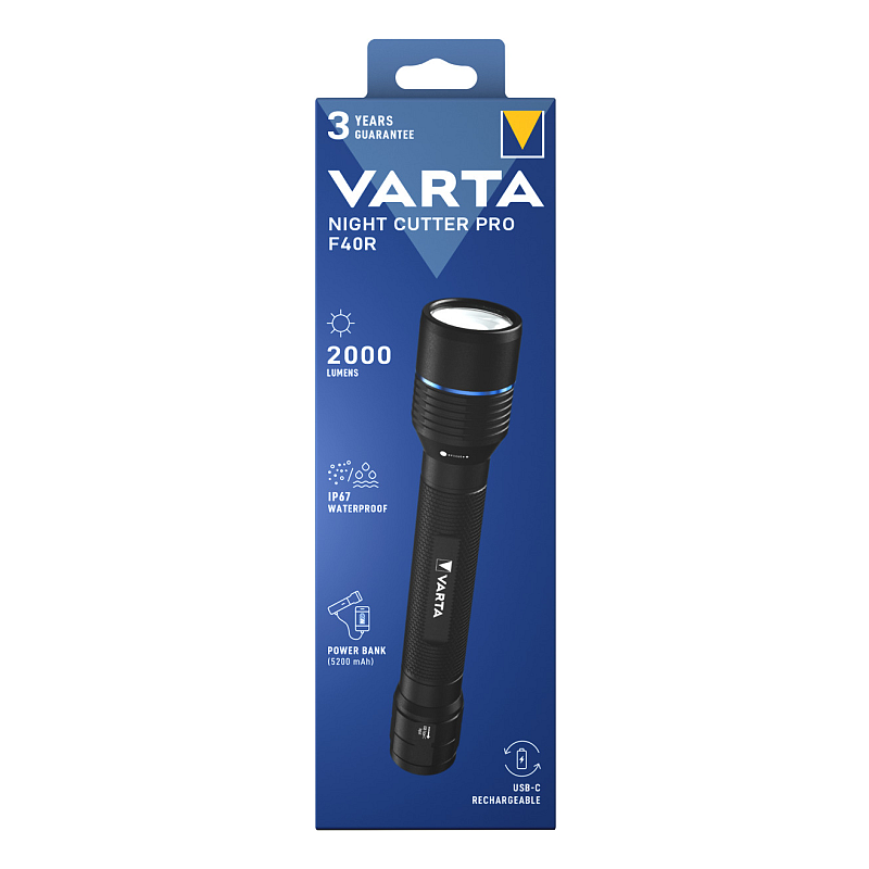 Varta Night Cutter Pro F40R Schwarz Taschenlampe LED