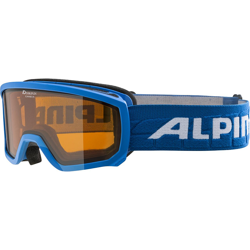 Alpina SCARABEO JR Wintersportbrille Blau Kinder Orange Zylindrische (flache) Linse