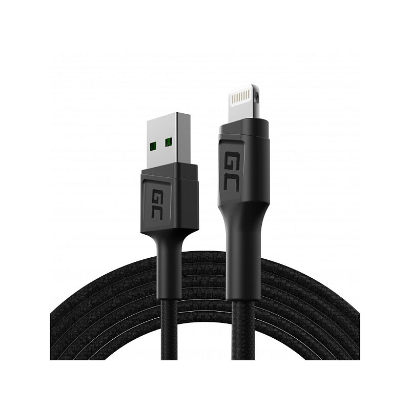 Green Cell KABGC18 Lightning-Kabel 2 m Schwarz