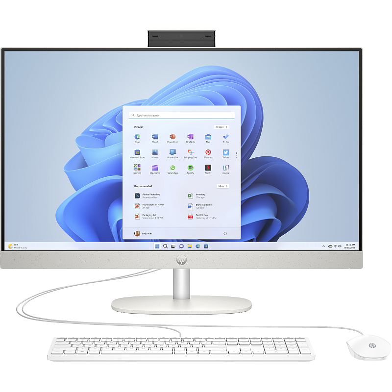 HP 27-cr0005ng AMD Ryzen™ 3 7320U 68,6 cm (27") 1920 x 1080 Pixel All-in-One-PC 8 GB LPDDR5-SDRAM 512 GB SSD Windows 11 Home Wi-Fi 6 (802.11ax) Weiß