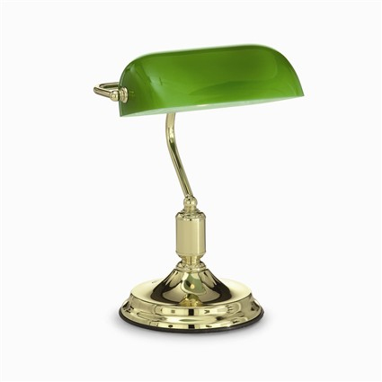 Ideal Lux LAWYER TL1 Tischleuchte E27 Glühend Messing, Grün